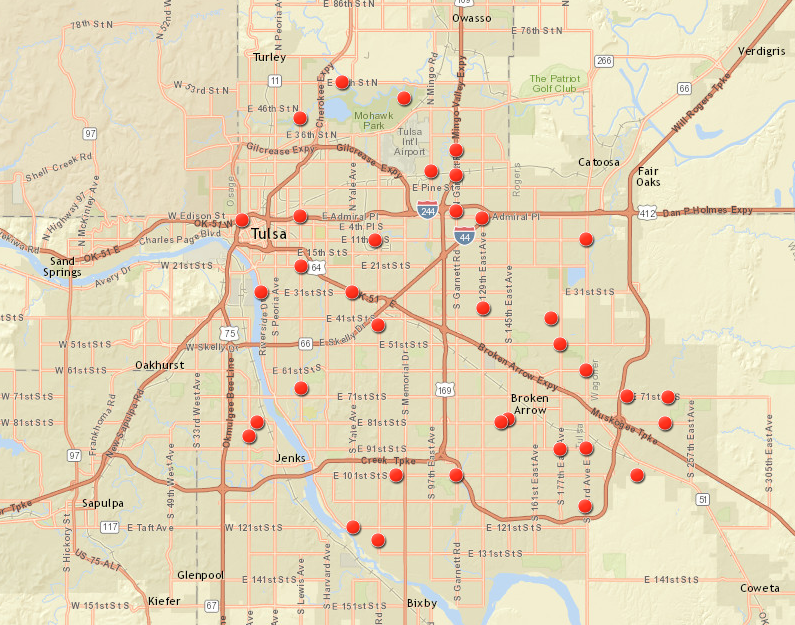 map of flood prone areas in the City of Tulsa
