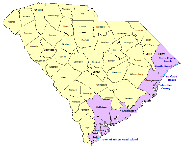 South Carolina TsunamiReady Communities. Click for state map and list