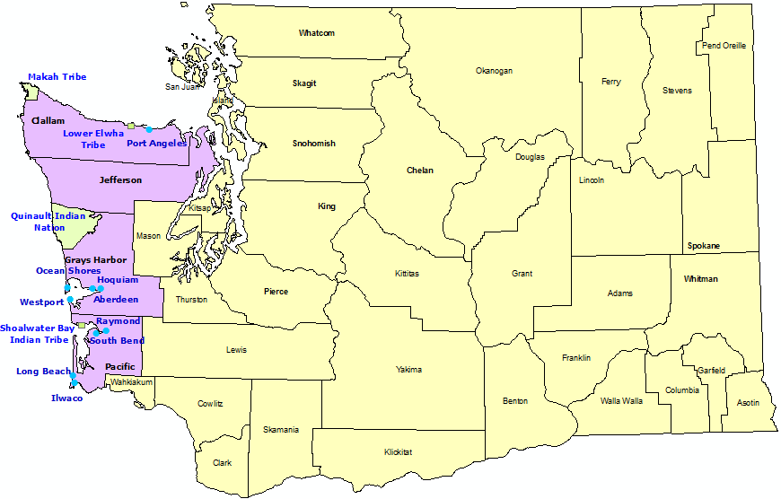 Washington TsunamiReady Communities. Click for state map and list