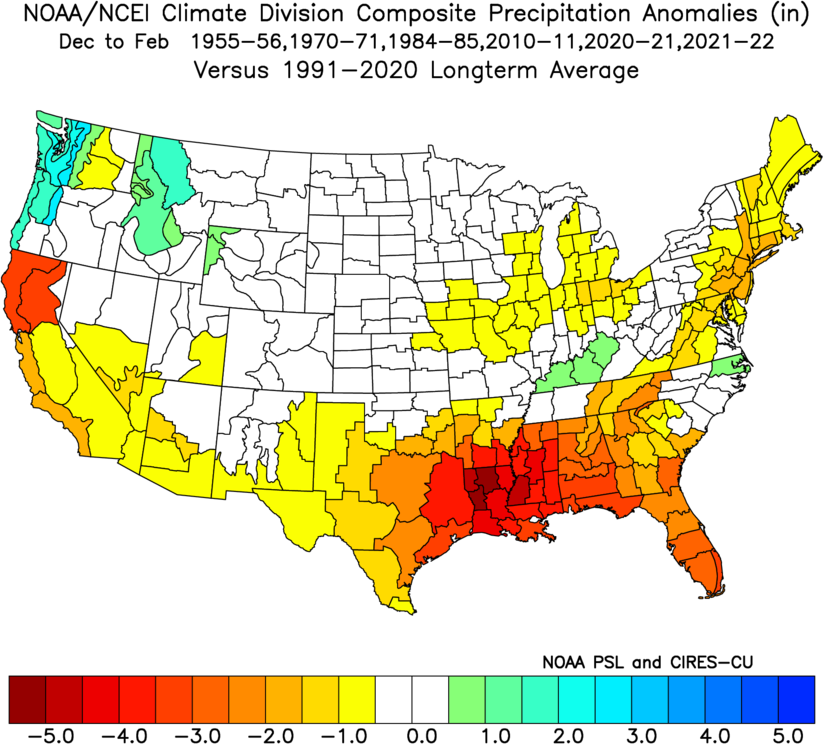 La Nina winter (DJF) moderate episodes