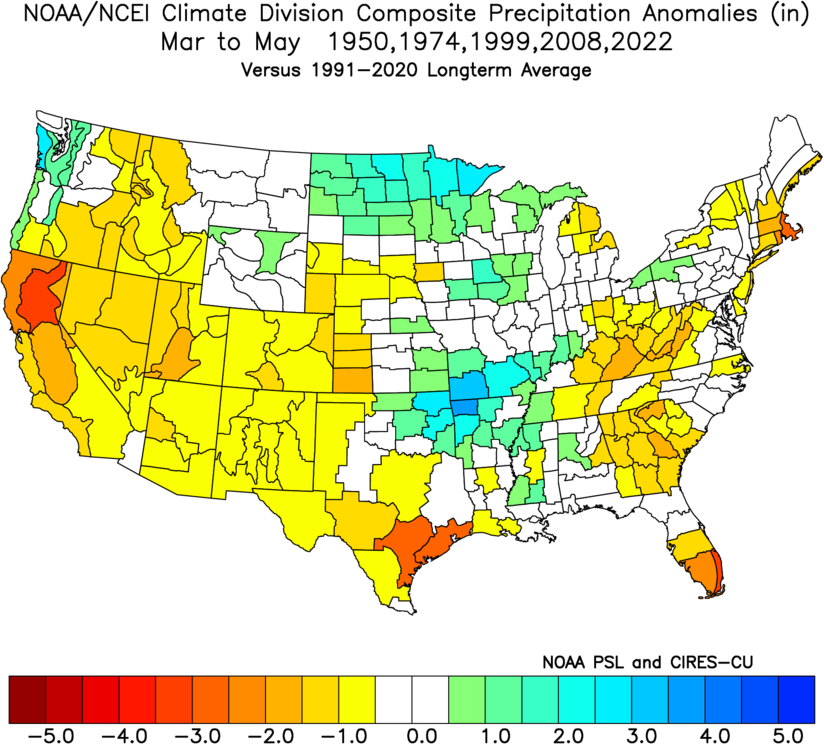 La Nina spring (MAM) moderate episodes