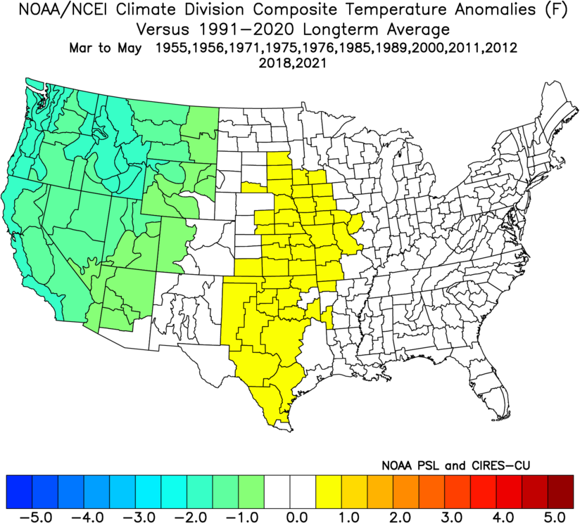 La Nina spring (MAM) weak episodes