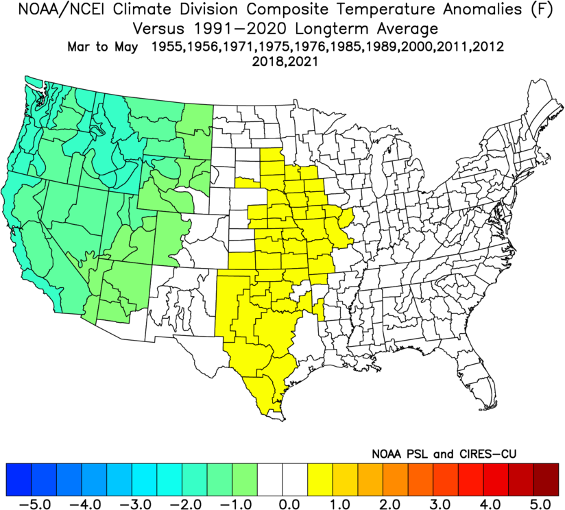 La Nina spring (MAM) weak episodes