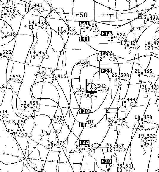 850 mb DIFAX upper-air map at 00z on June 5, 1999