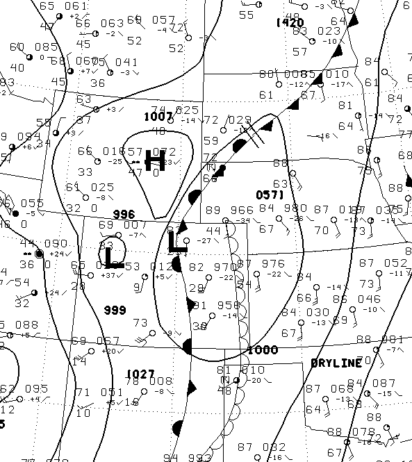 Surface map at 6 pm MDT on June 4th (00z on the 5th)