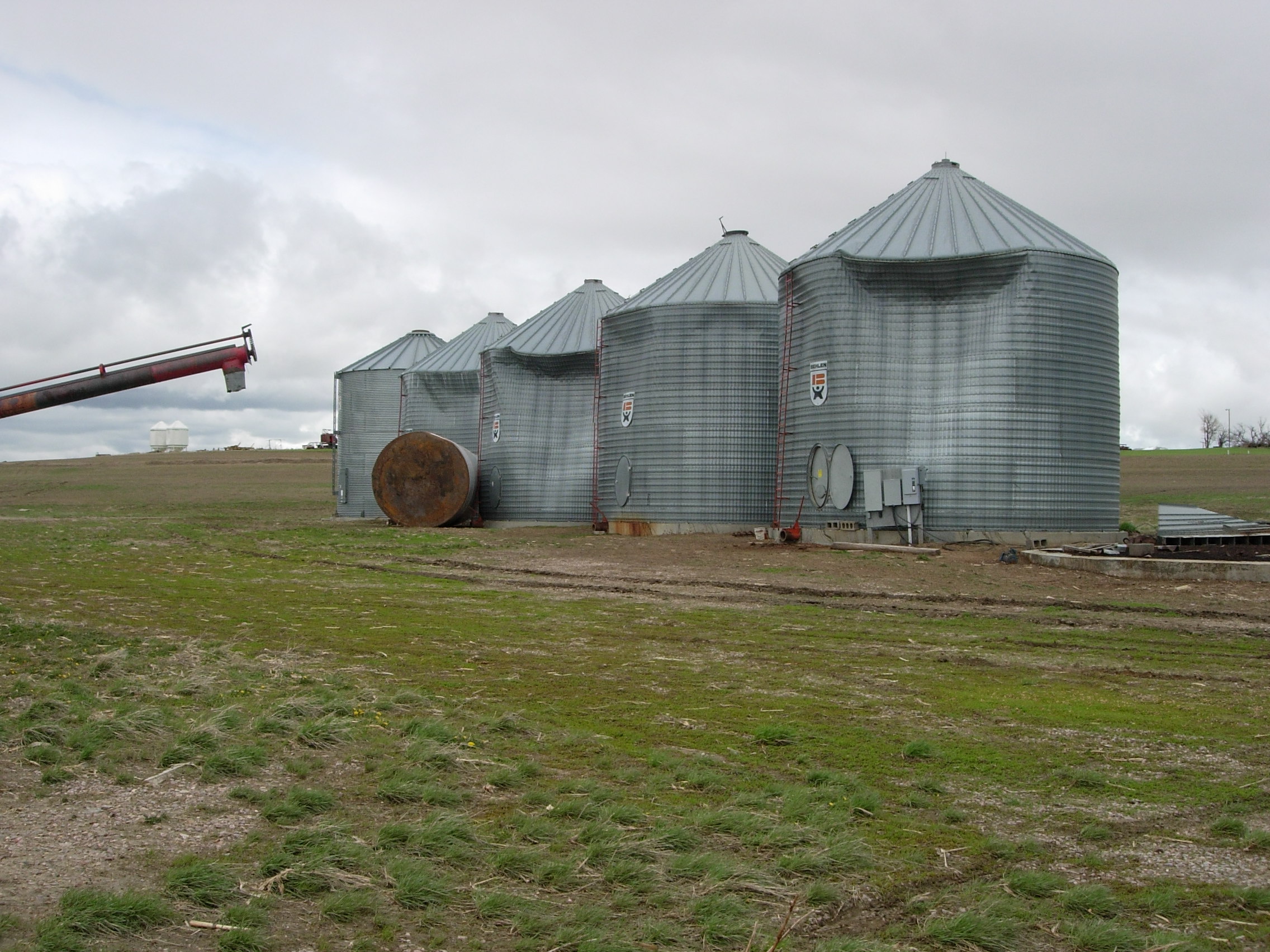 Damaged grain bins west of Dupree