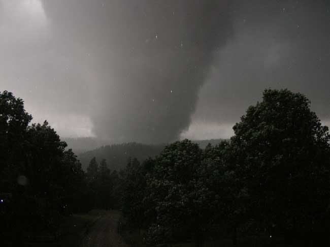 Tornado over Bear Lodge Mountains; looking south; credit Phil Mason