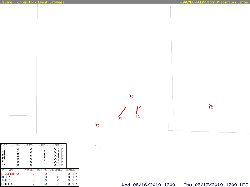 Map of tornado tracks