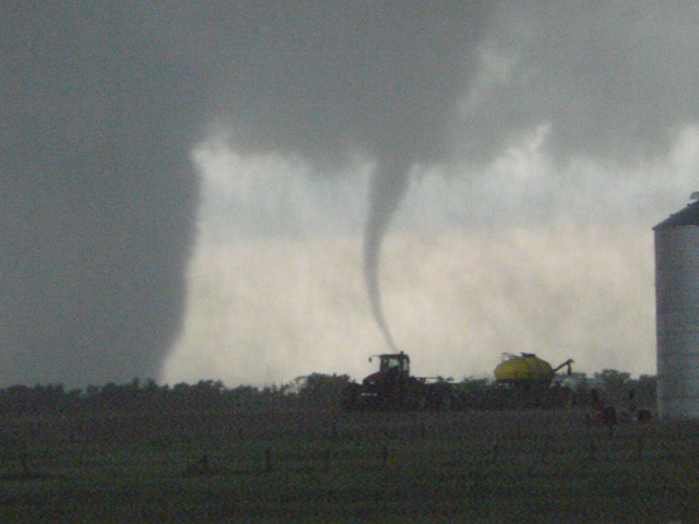 Large tornado with smaller tornado near Dupree