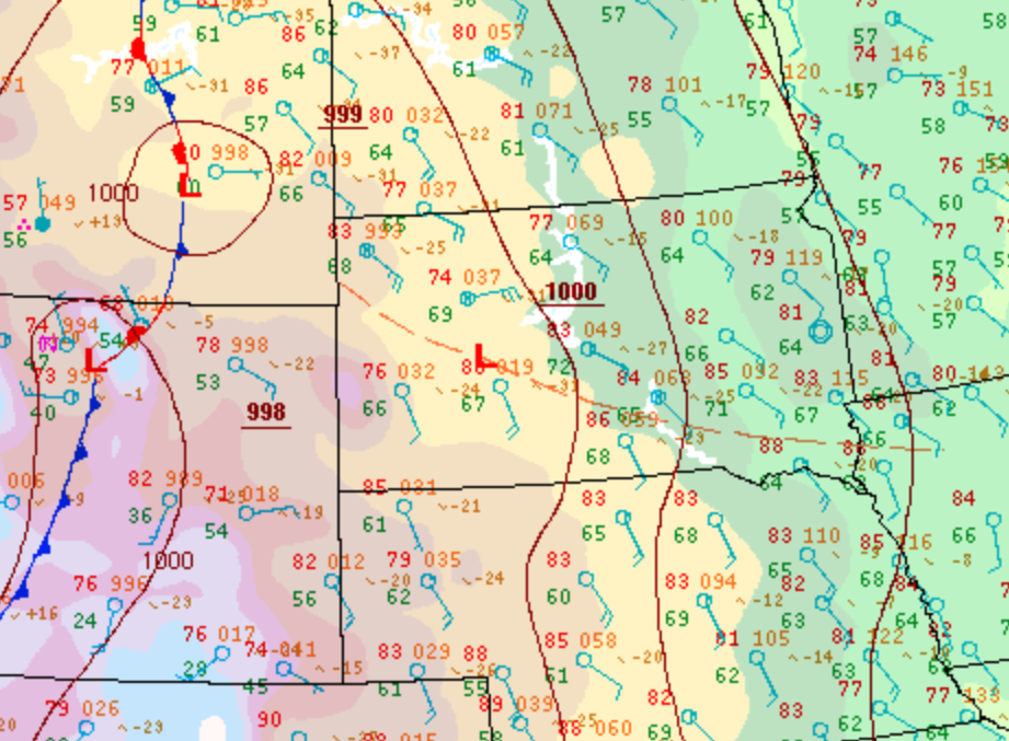 6pm surface map