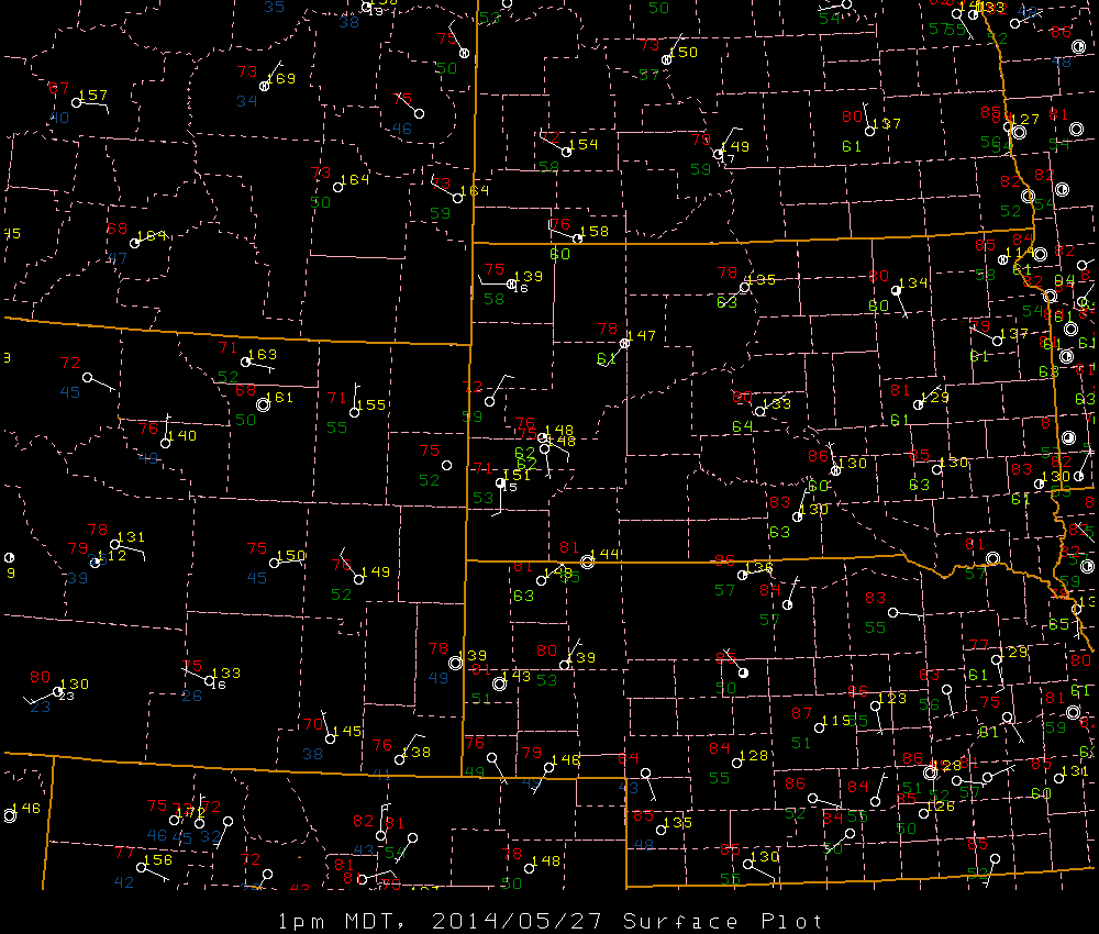 Surface map valid 12 pm MDT 27 May 2014