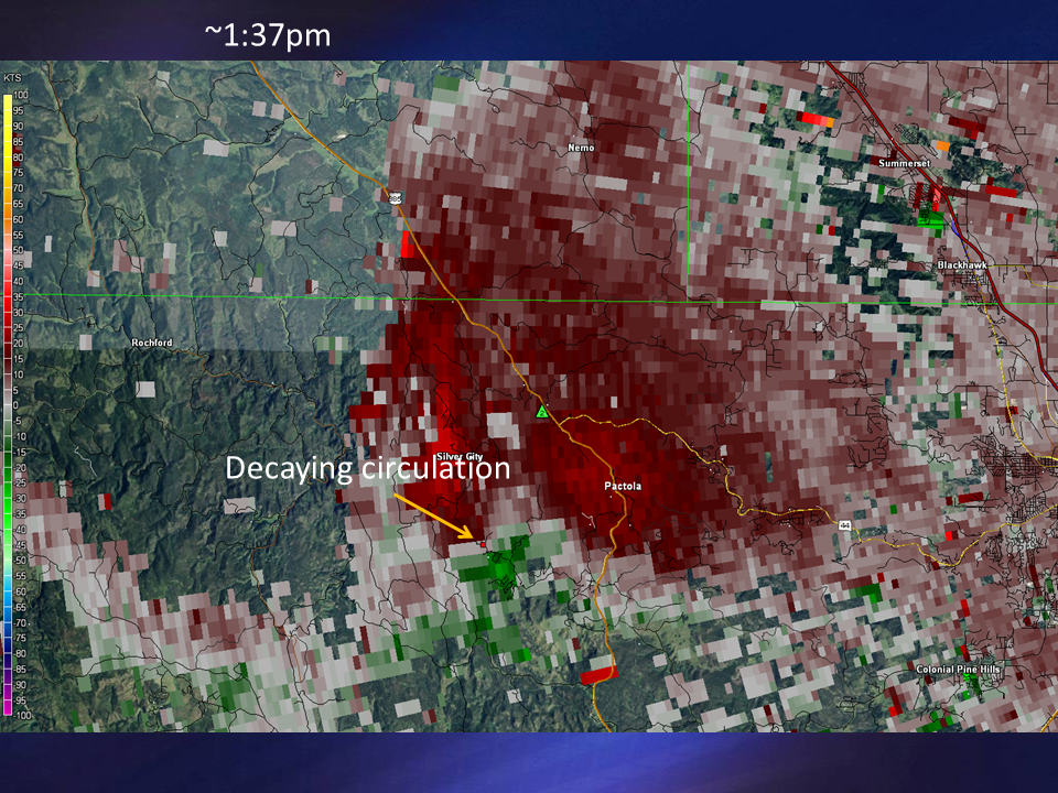 Radar velocity image at 1:37 pm MDT