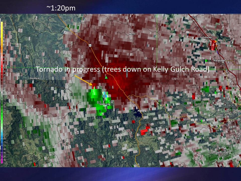 Radar velocity image at 1:20 pm MDT
