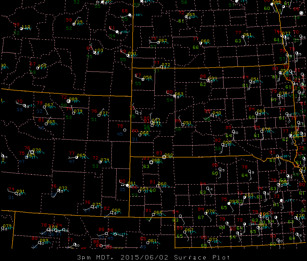 Surface map valid 3 pm MDT 2 June 2015