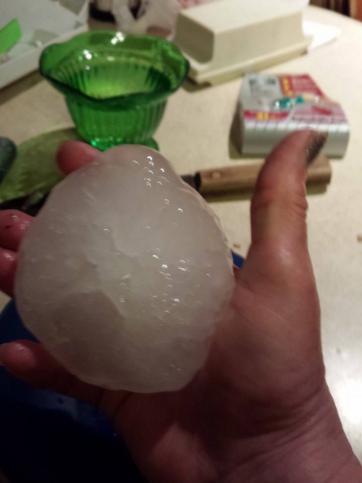Softball-sized hail near Nisland, SD, around 815 pm