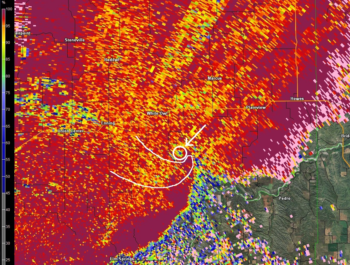 July 7, 2016 430 PM Base Correlation Coefficient Radar Image