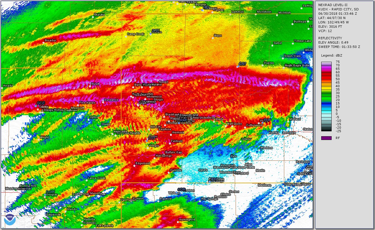 Radar Accumulation ~1:15 pm to 7:30 pm MDT