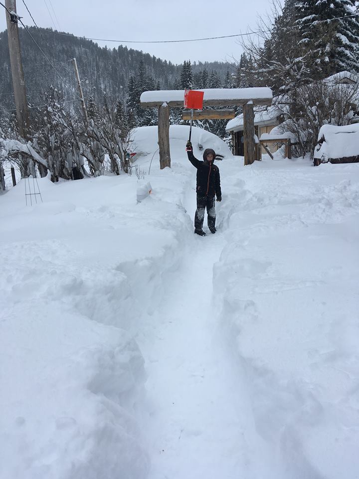 Snow shoveling in Galena, South Dakota
