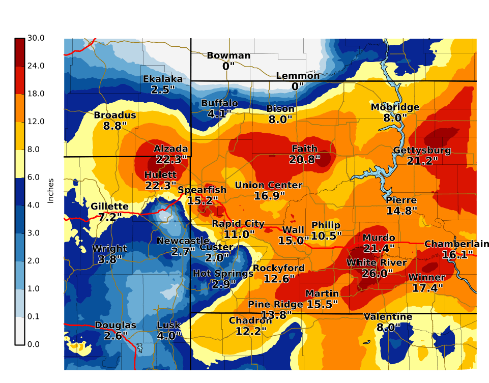 Storm Total Snowfall from April 10-12, 2019.