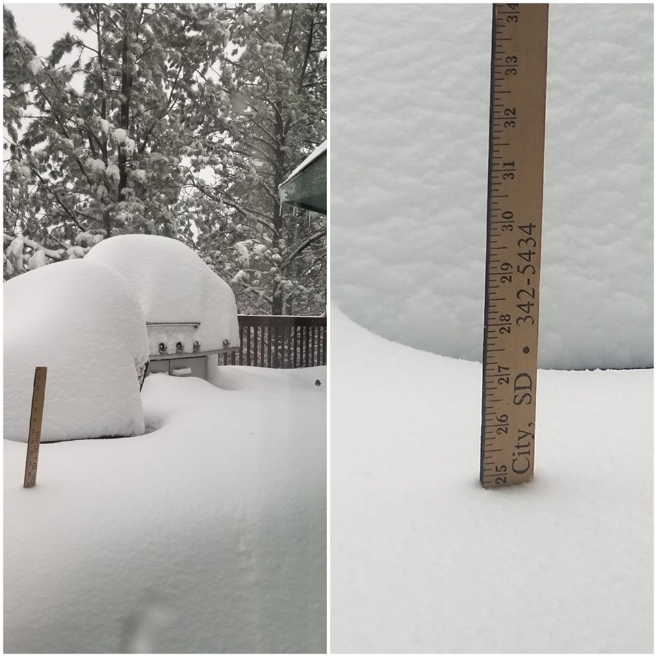 Over 2 feet of snow near Pactola