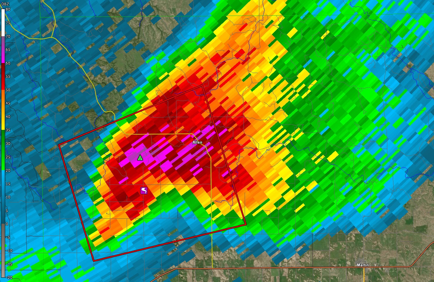 247 PM MDT 0.5 Base Reflectivity Radar Image