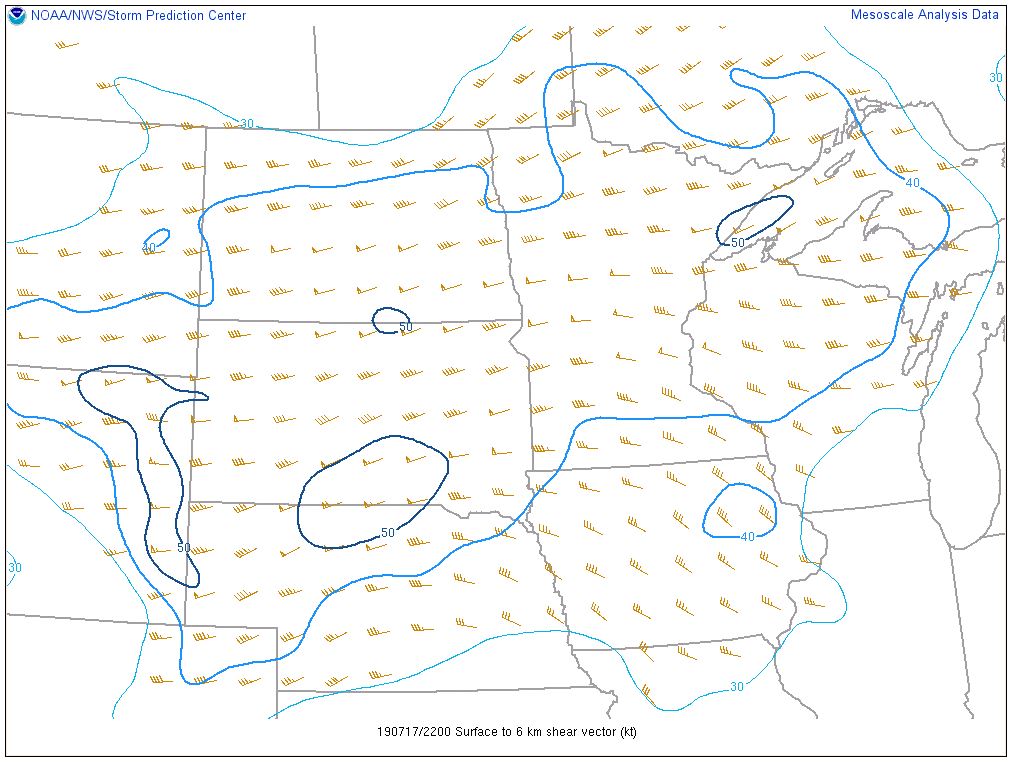 SPC 0-6km shear valid 4 pm 17 July 2019