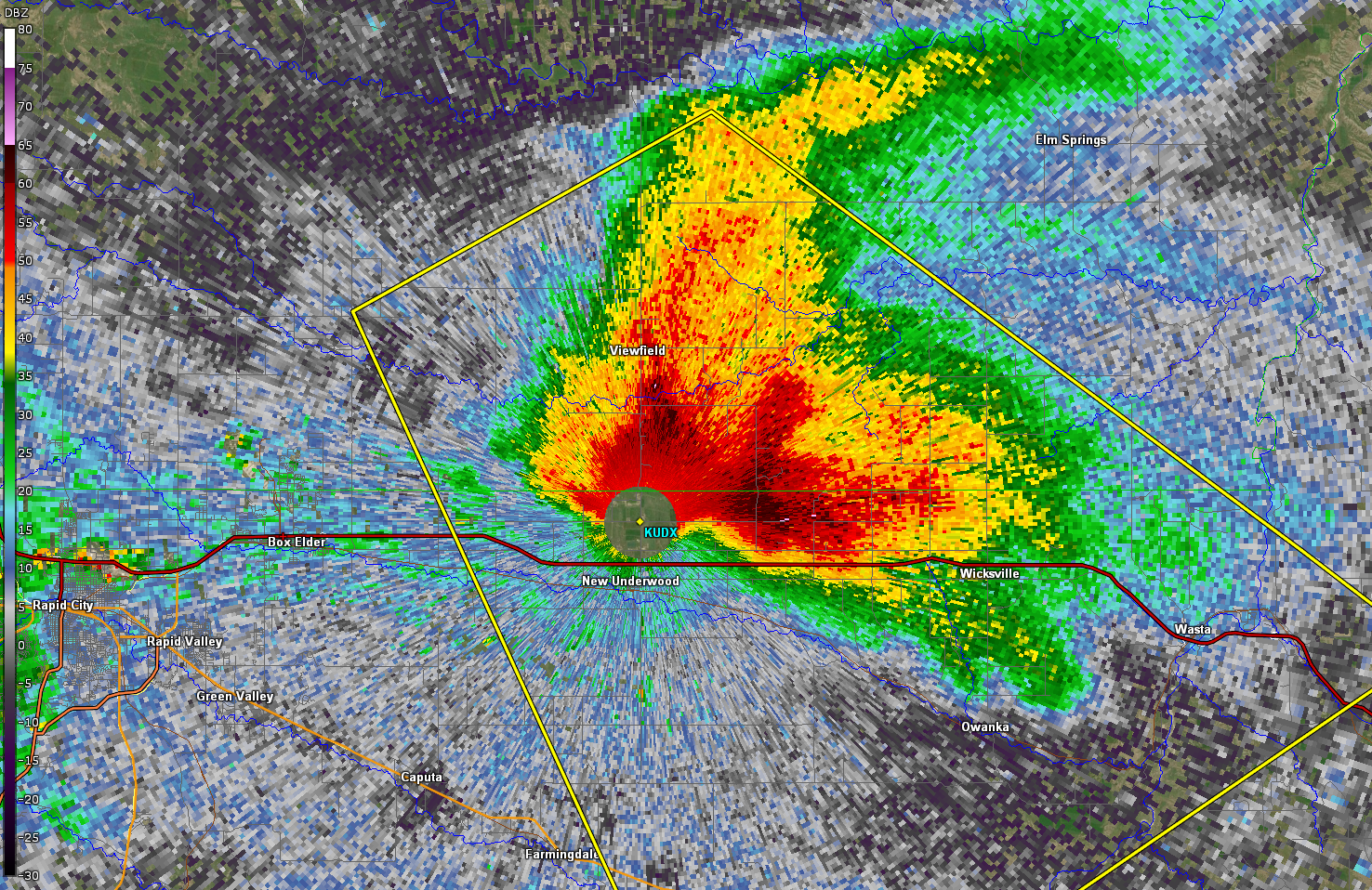 552 PM MDT July 8, 2021 0.5 Degree Base Reflectivity