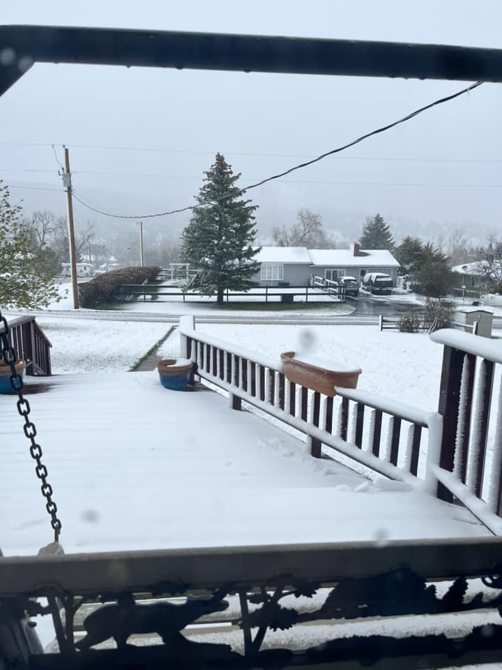 Snow-covered deck