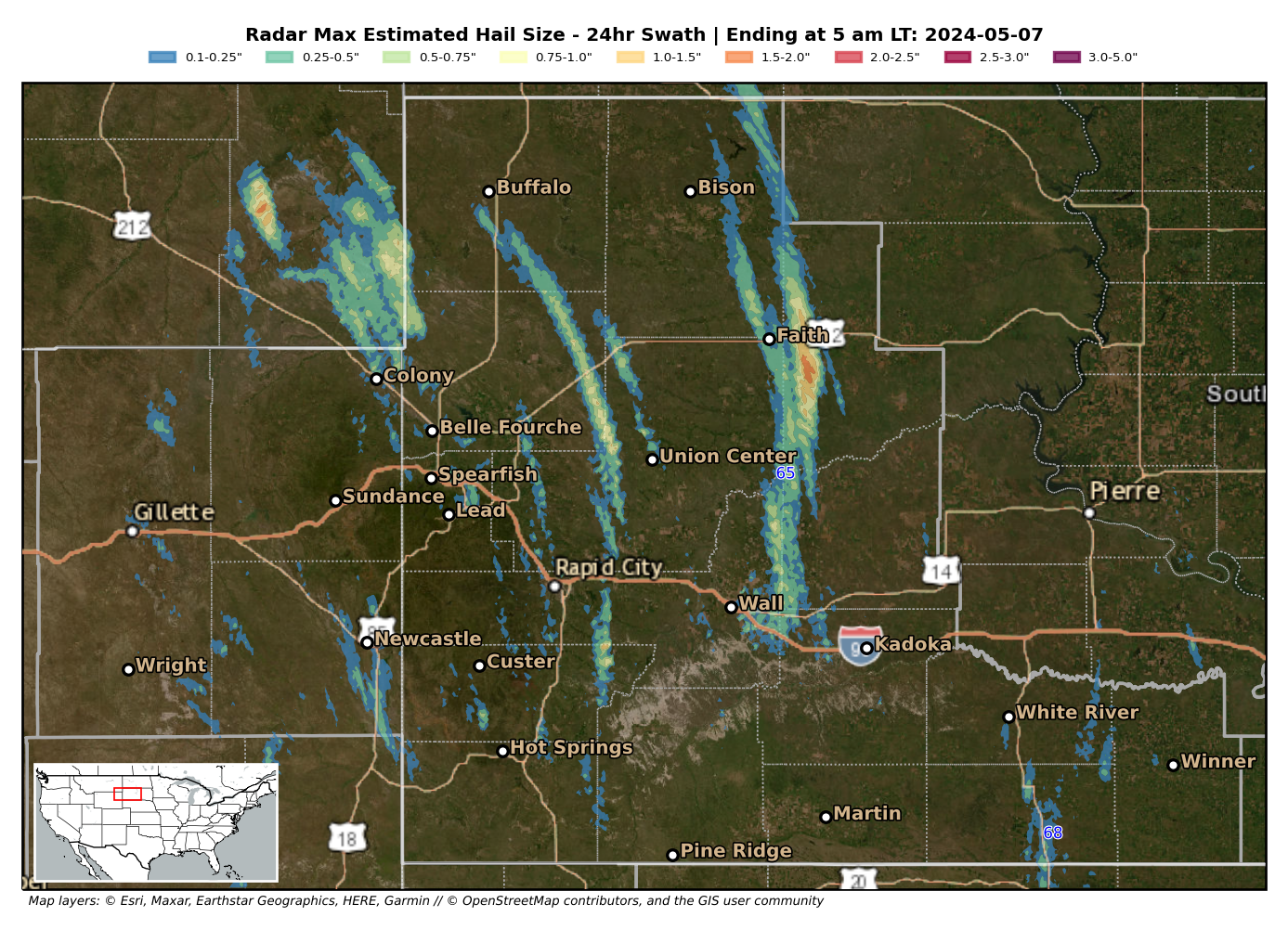 Radar Estimated Hail Tracks