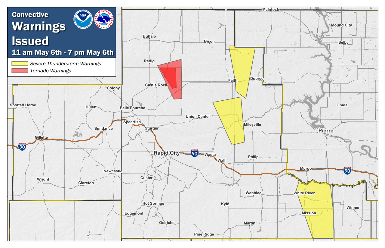 Convective warning polygons issued May 6 11am to 7pm