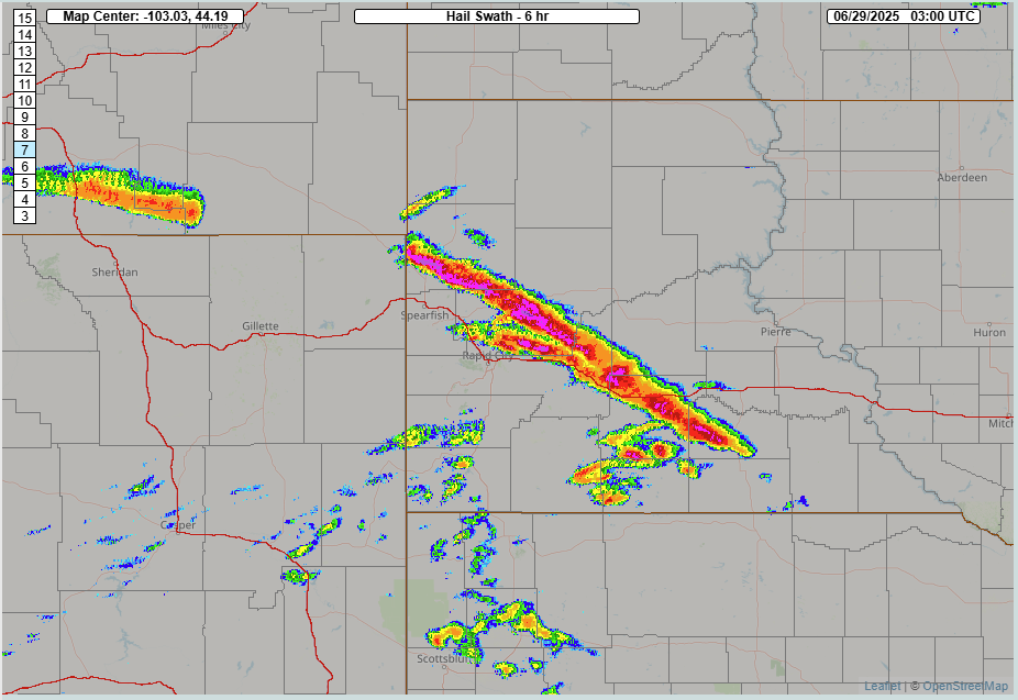 6-hour "Hail Swath" Ending at 900 pm June 28, 2025