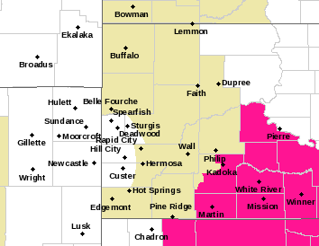 Red Flag Warning Area for Friday, March 11, 2016