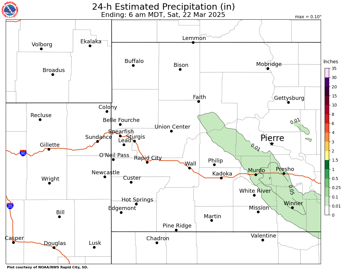 Observed Daily Precipitation Ending at 600 AM