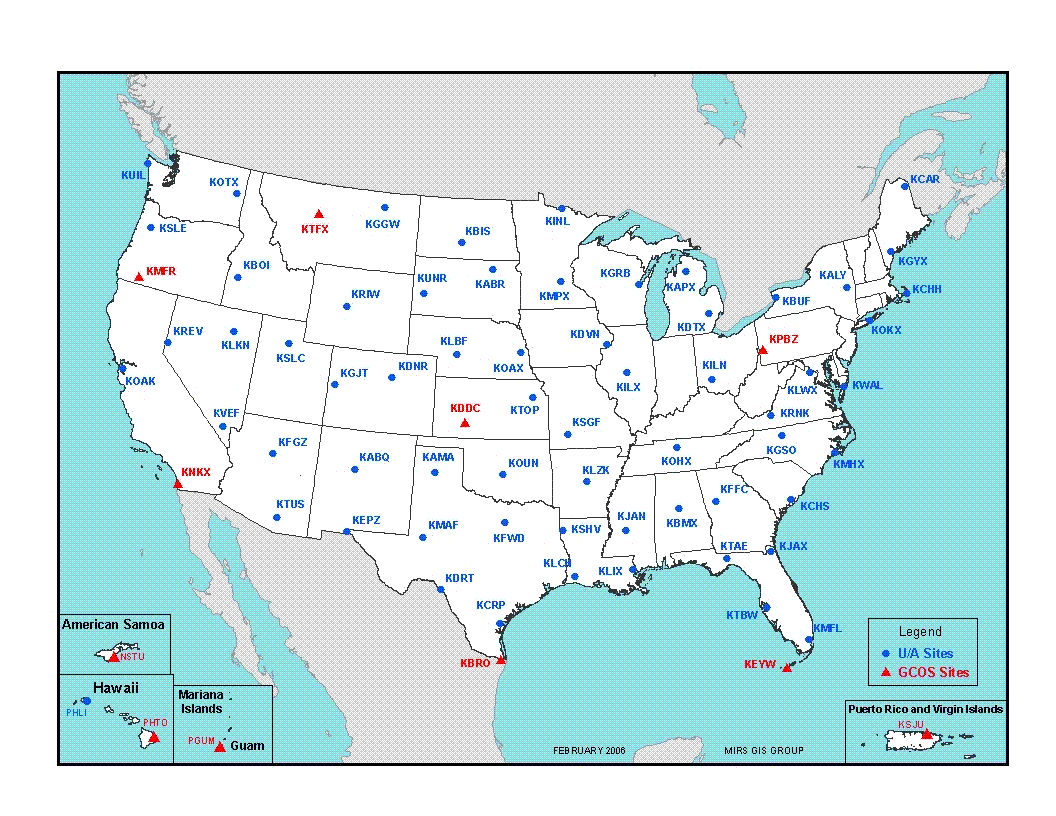 Map of CONUS Upper-Air Observing Stations