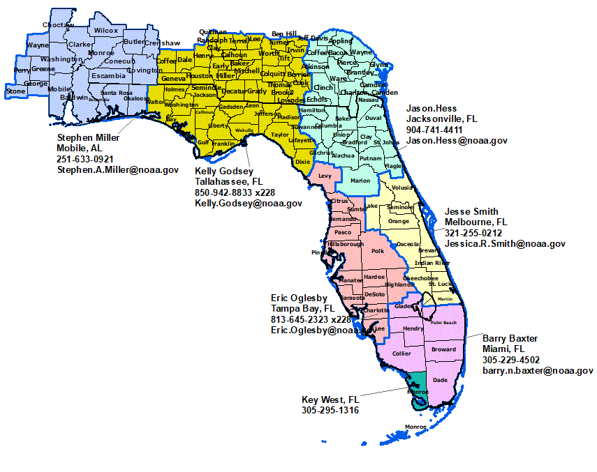Florida StormReady contact map