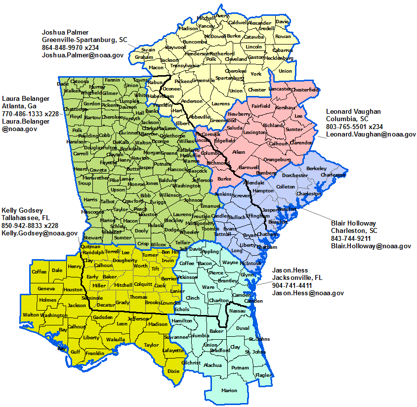 Georgia StormReady contact map