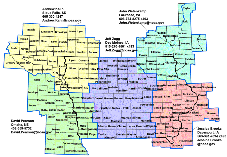 Iowa StormReady contact map