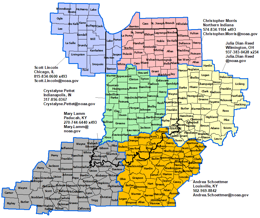 Indiana Hydrologic contact map