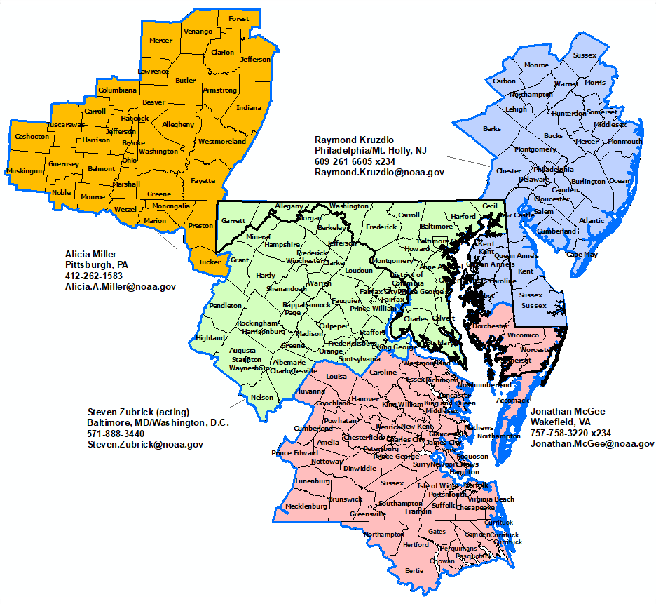 Maryland StormReady Contact map