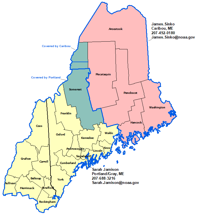 Maine StormReady Contact map