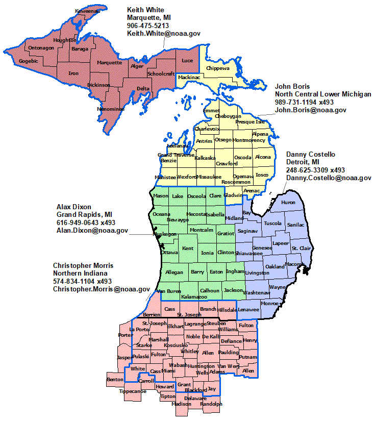 Michigan StormReady Contact map