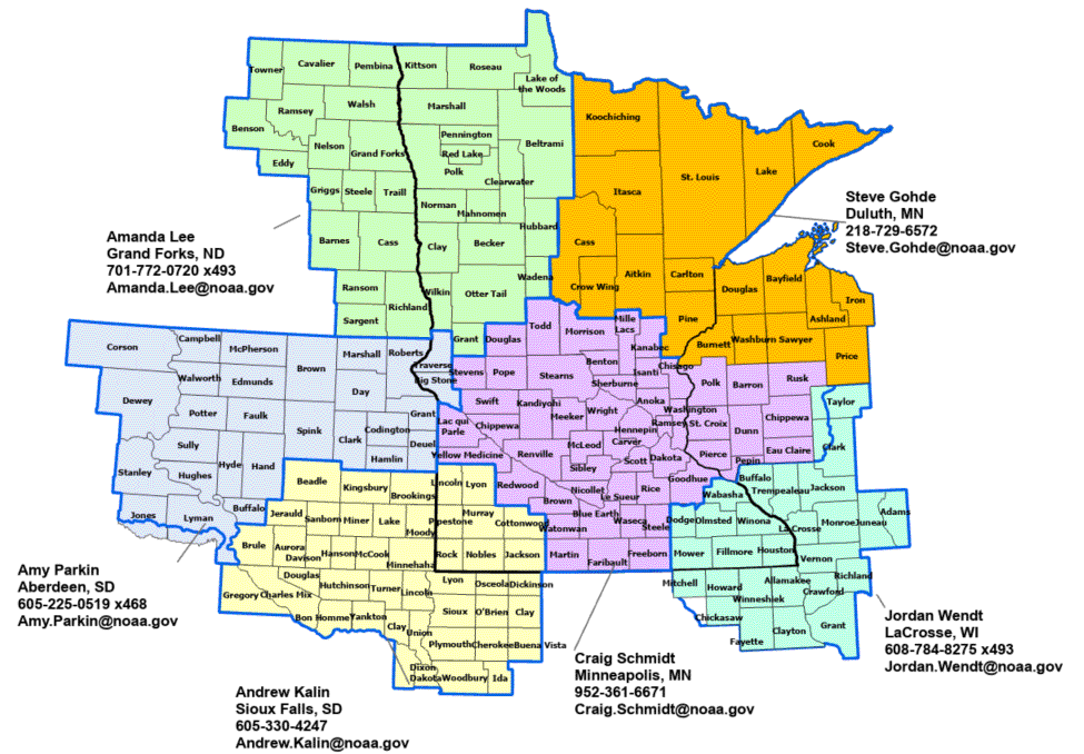 Minnesota StormReady Contact map