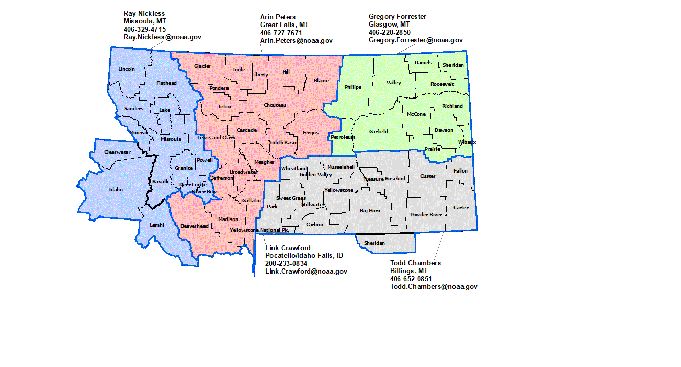 Montana StormReady Contact map