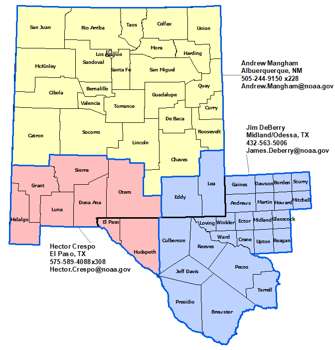 New Mexico Hydrologic Contact map