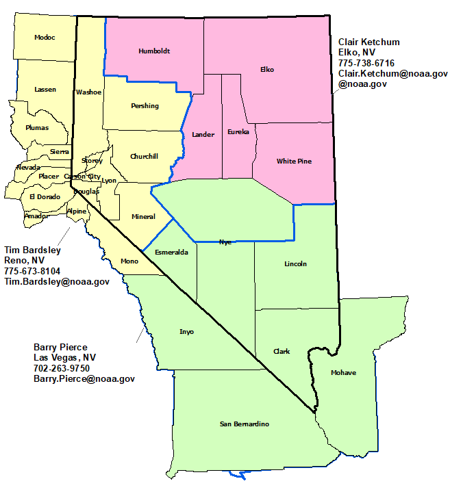 Nevada Hydrologic Contact map