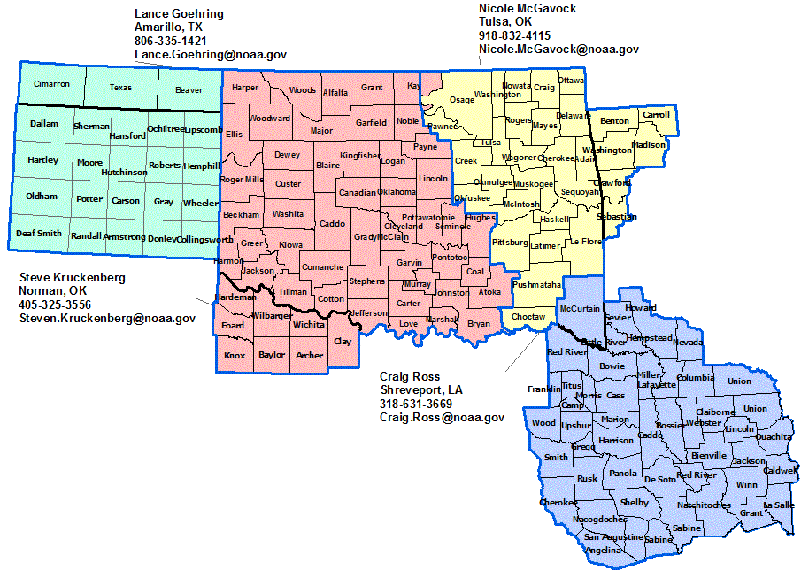 Oklahoma Hydrologic Contact map
