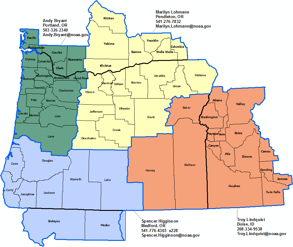 Oregon Hydrologic Contact map