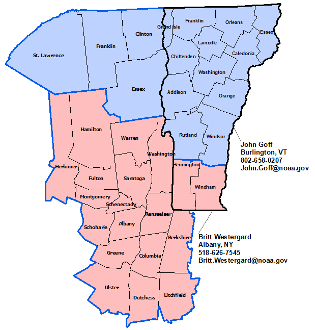 Vermont hydrologic Contact map