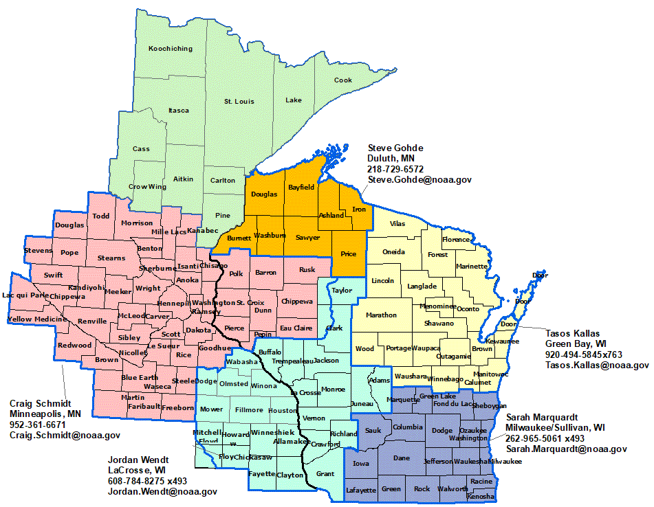 Wisconsin Hydrologic Contact map