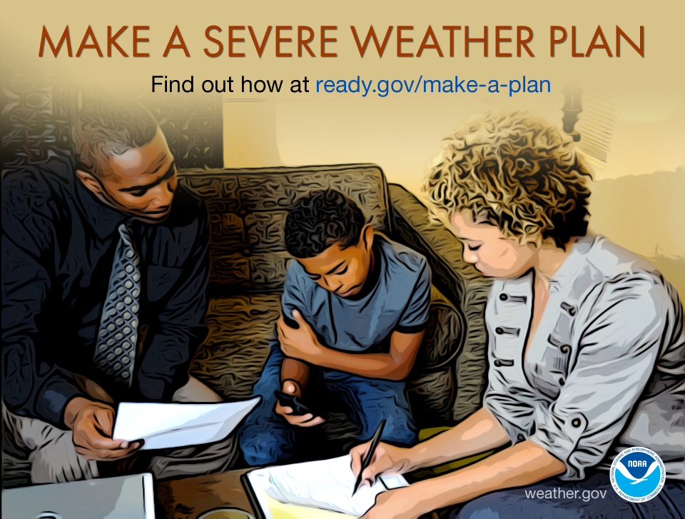 Pictured: A Family making a Severe Weather Plan
